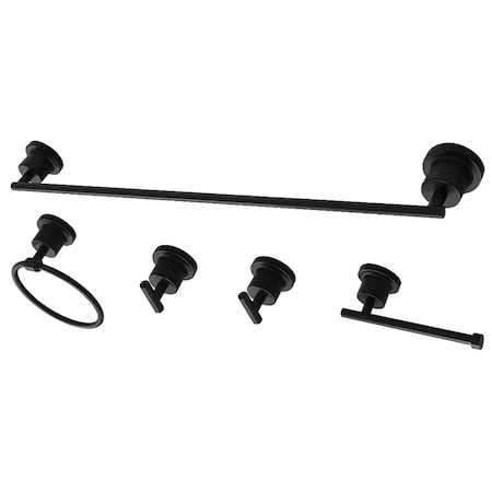 Kingston Brass BAH8230478MB Concord 5-Piece Bathroom Accessory Set, Matte Black BAH8230478MB